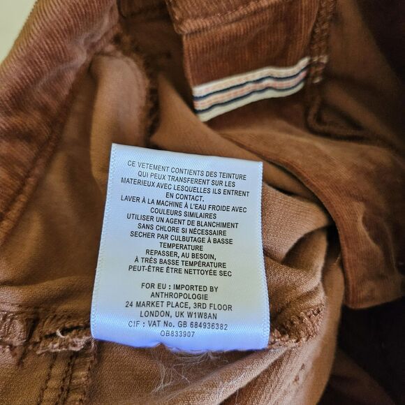 Pilcro & The Letterpress Jeans 29 Brown Corduroy High-Rise Skinny Ankle Stretch‎ - Picture 7 of 11